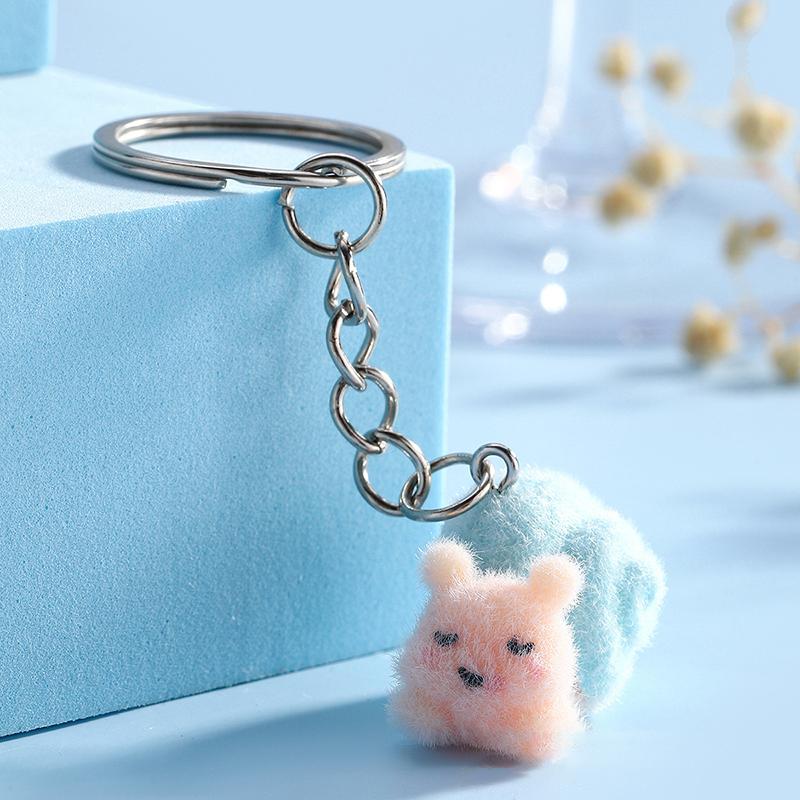 Plush Snail Animal Keychain Resin Cartoon Snail Keychain Pendant Bag Car Key Pendant