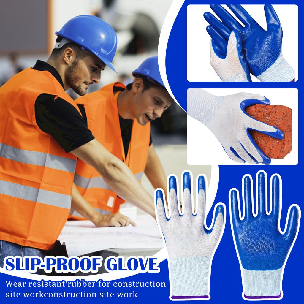 1 Pairs Of Non-slip Wear-resistant Breathable Nitrile Gloves Industrial Labor Building Construction Safety Non-slip Work Gloves