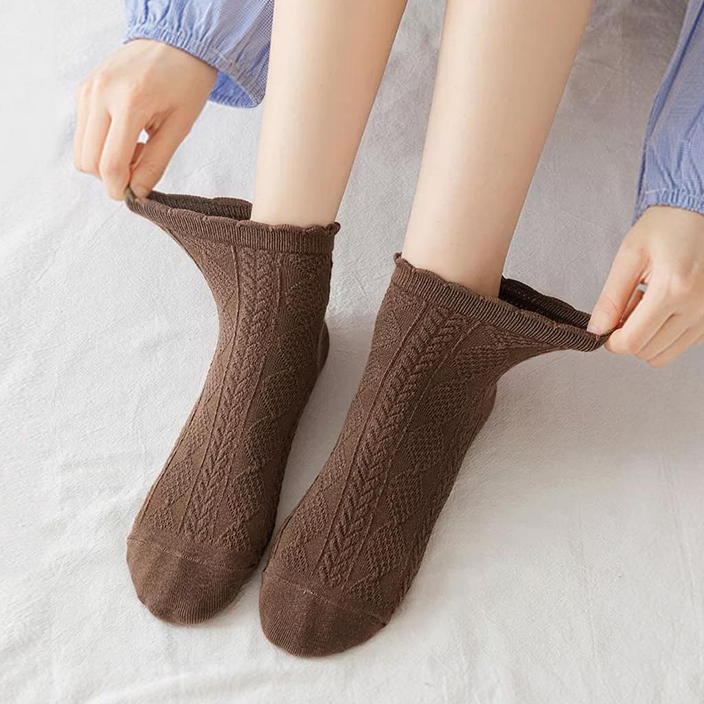 Summer Cute Lace Ankle Cotton Colorful Casual Sports Summer Ribbed [Yazon] Women's Socks, Socks, Mesh, 6-Pair Set, Socks, Stylish, Socks, Socks,