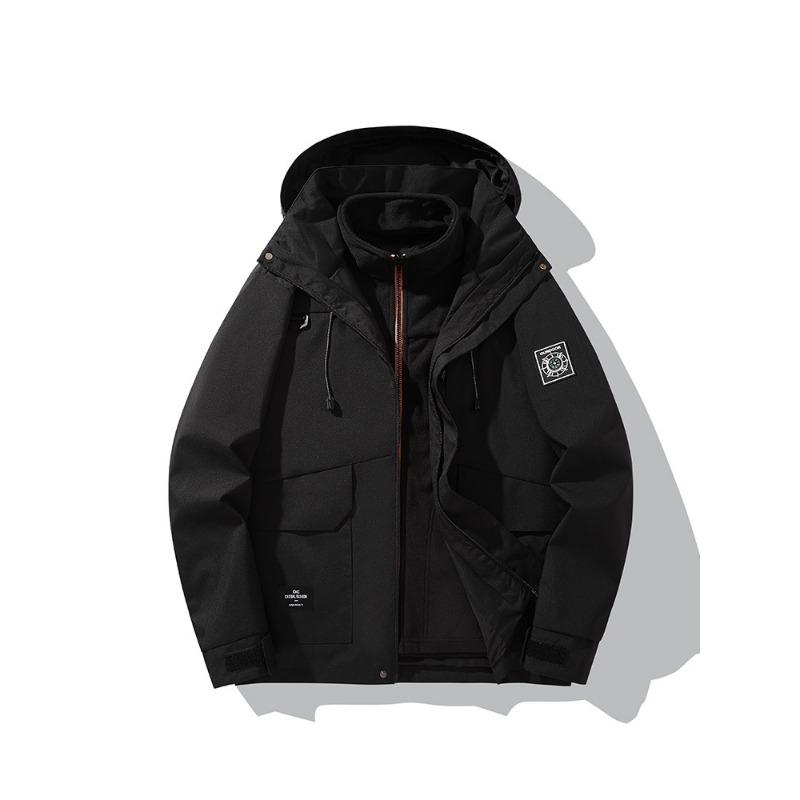 Latest Autumn and Winter Thickened Three-in-one Detachable Compass Jacket Water Resistant Outdoor Activity Couple Hiking Suit Men and Women