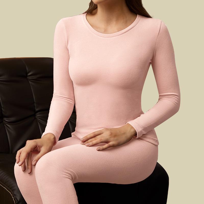 Couples' Comfortable Velvet Thermal Underwear Set with Thickened German Velvet - Round Neck Autumn Top and Winter Bottom Leggings