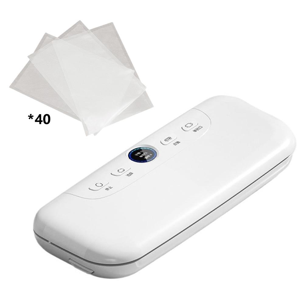 Mini Vacuum Sealer Machine Full Automatic Food Sealer with 40Pcs Sealing Bags for Household, Kitchen A