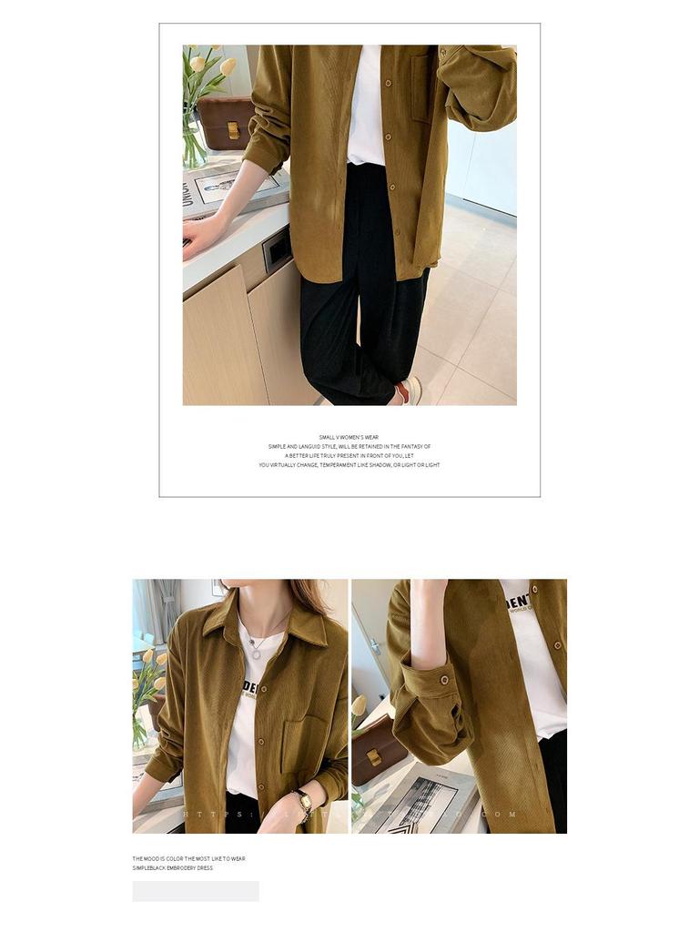 Women's Trendy Corduroy Shirt: New Spring & Autumn Loose Slimming Casual Jacket 2025.