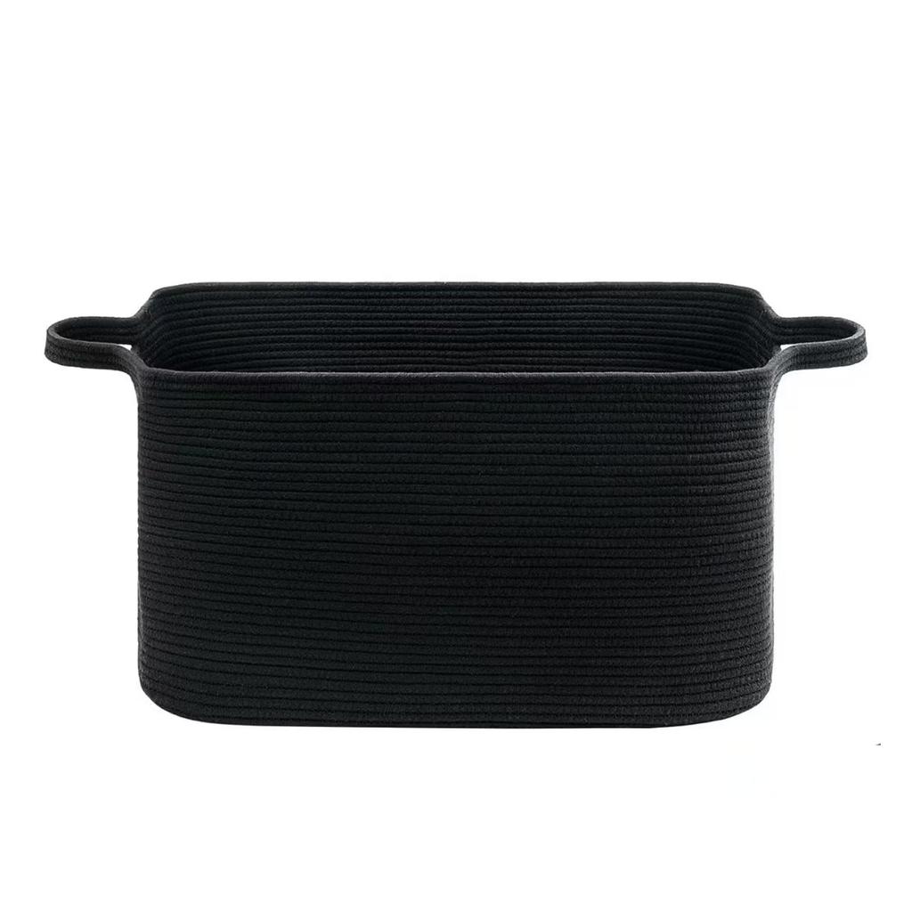 Stylish Handwoven Cotton Rope Laundry Basket for Bedroom Clothes Toys Organizer