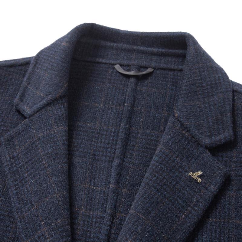 Men's 60% Wool Blend Business Plaid Overcoat