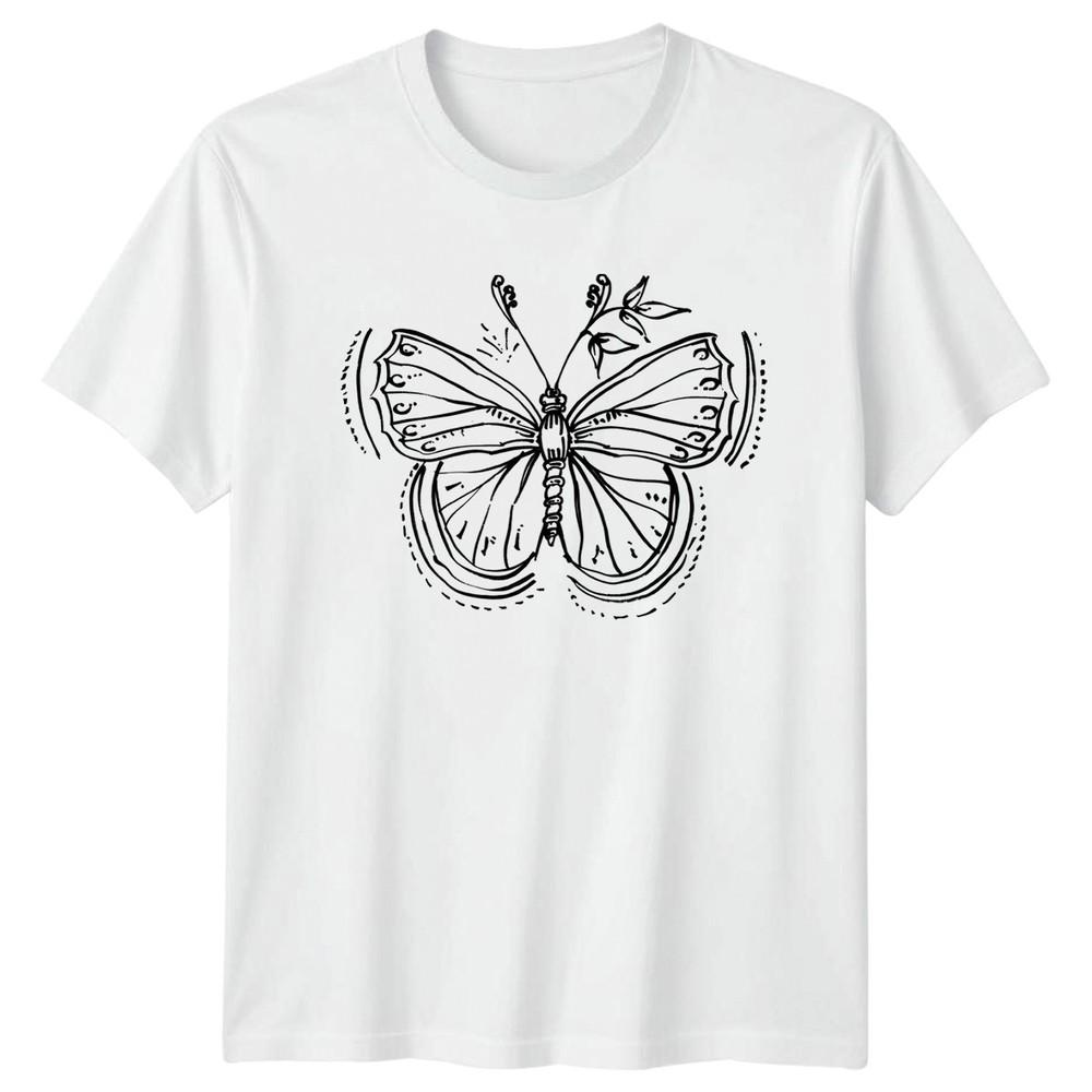 Elegant Botanical Sketch Butterfly Nature Unisexs TShirt Botanical Sketch Nature S