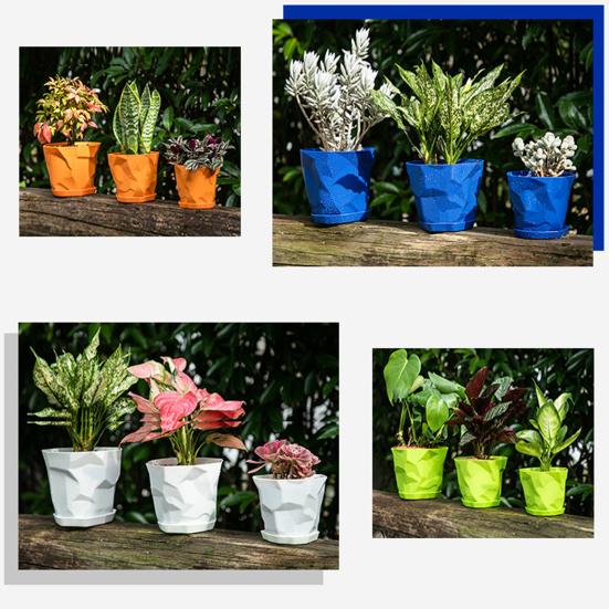 Flowerpot Durable Stable Decorative Breathable Succulents Nursery Garden Planter with Tray for Home