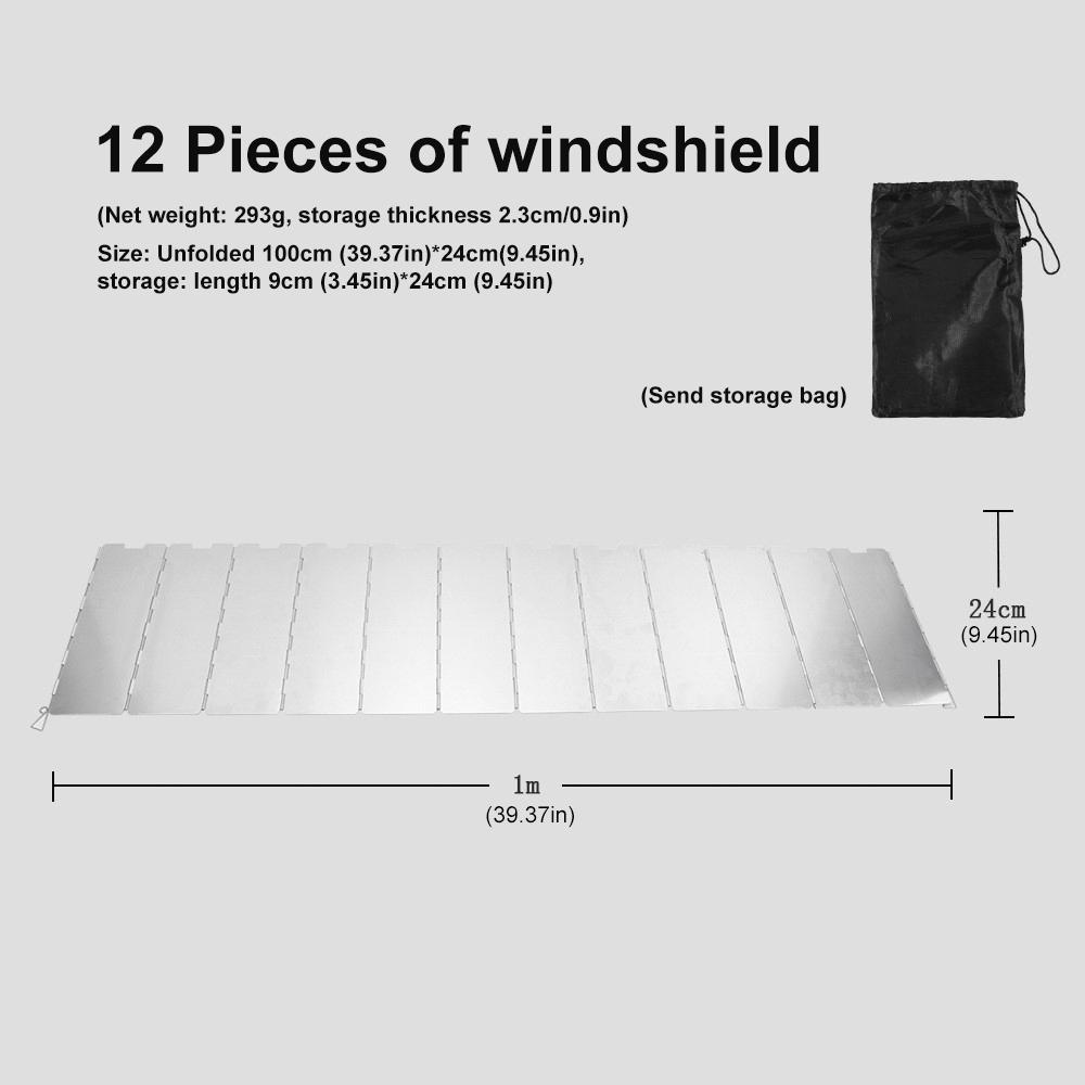 8/12 Plates Gas Stove Wind Shield For Outdoor Camping Picnic Cooking Burner Windproof Screen Aluminum Alloy Foldable Wind Screen