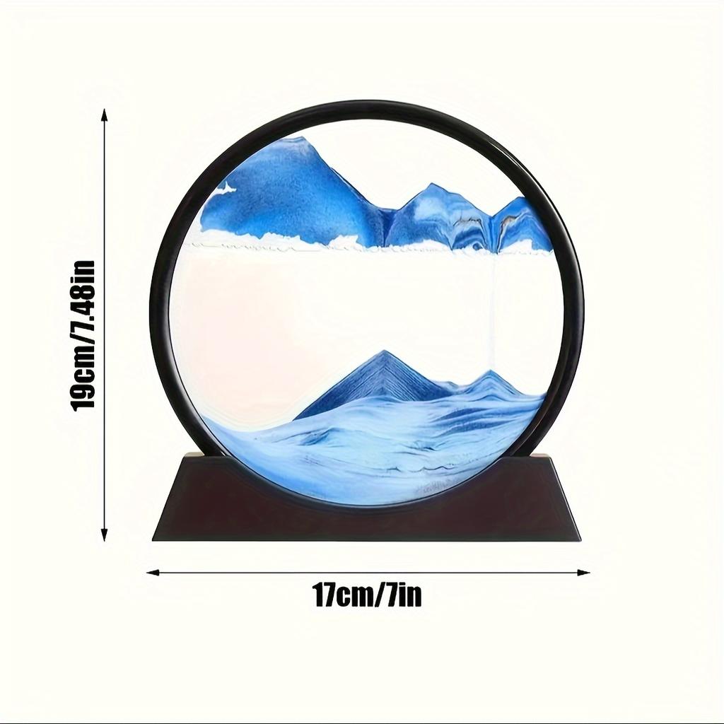 Dynamiczny Dekor Biurkowy z Ruchomym Piaskiem, Obrót o 360 stopni, Obraz 3D z Płynącym Piaskiem - Szklana Kula Artystyczna z Ruchomym Piaskiem do Domu i Biura