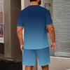 Men's Gradient Print Casual Short Sleeve Crew Neck Top and Shorts Set Lightweight Breathable Summer Outfit for Everyday Wear