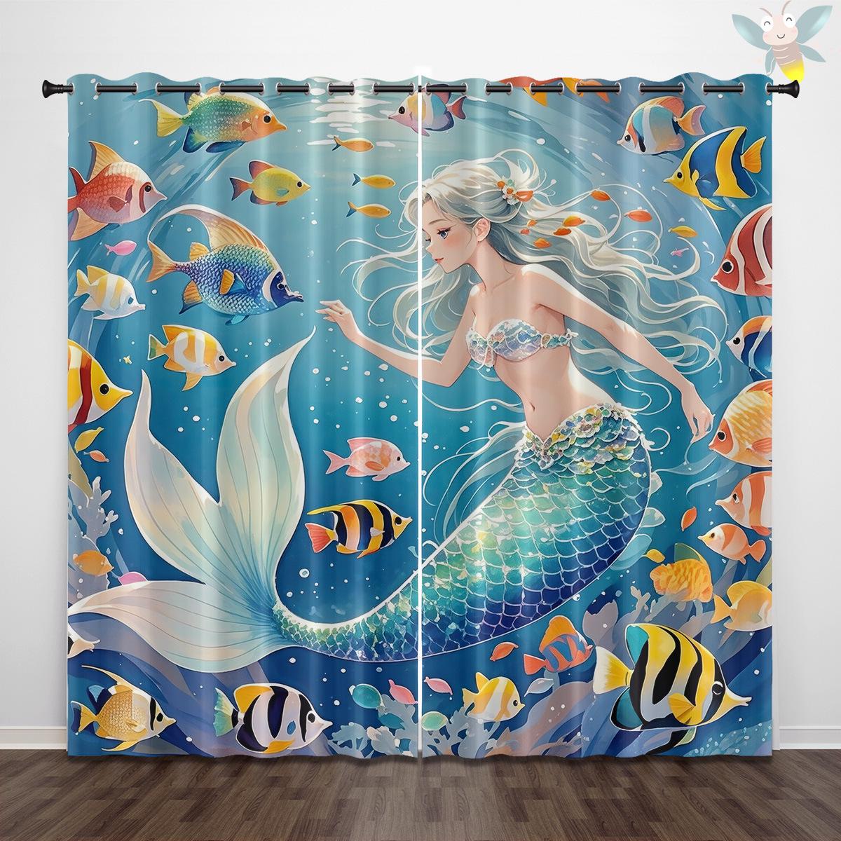 

Затемняющие шторы со стеклянным рисунком «Стрекоза» - Утолщенный полиэстер, Высокоточная защита от солнца 140x160 cm