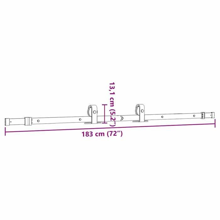 VidaXL Sliding Door Hardware Kit 183 Cm Steel Black, Sliding Door Hardware, Door Roller 4009716