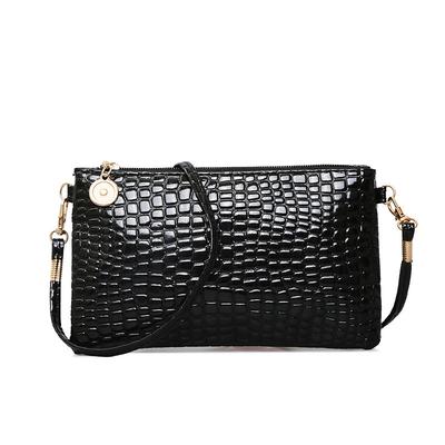 Patent Leather Bag Trendy Shoulder Bag Women's Japanese and Korean Coin Bag Crocodile Pattern Crossbody Bag Mobile Phone Coin Wallet