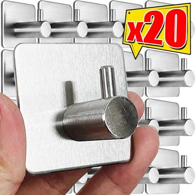 Stainless Steel Heavy Duty Wall Hook Self Adhesive Waterproof Storage Hooks Holder for Kitchen Bathroom Organizer Hook Hangers