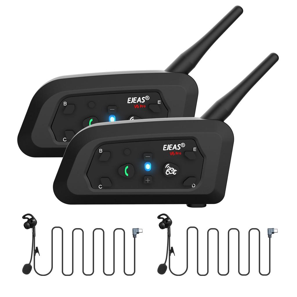 EJEAS V6C Pro Fußballschiedsrichter Bluetooth Intercom, 2 Vollduplex 1200m Drahtloses Bluetooth Intercom,