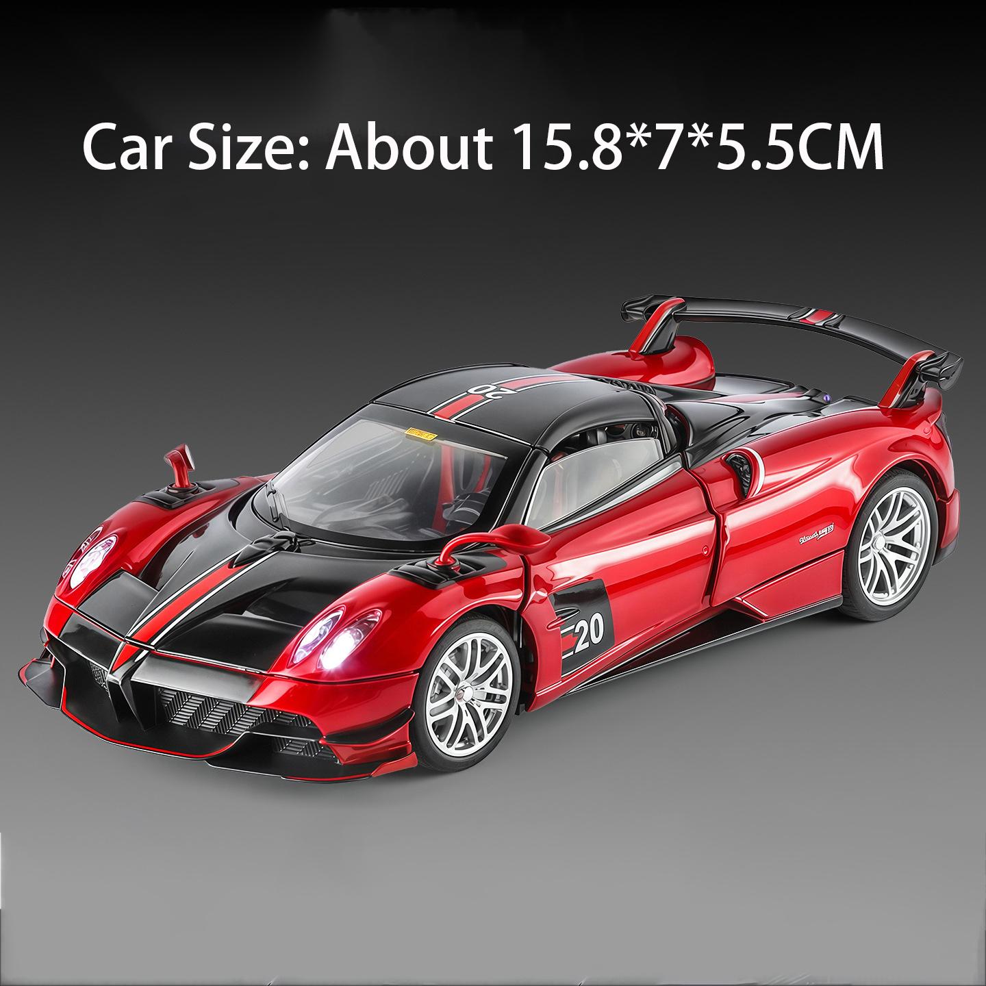 

1:32 Huayra Dinastia Huayra BC Car Model Toy Doors Opened Sound Light Models Pull Back Rubber Tires Vehicle for Kids Unique Gift