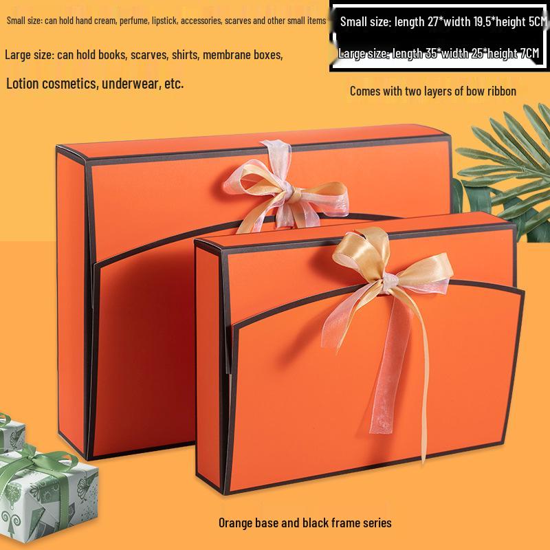 Custom Pearlescent Bow Ribbon Gift Box for Silk Scarves, Pajamas, and Shirts