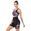 Black - Blue Color Lady 4005 Women's Short Tights Bustier Sports Set