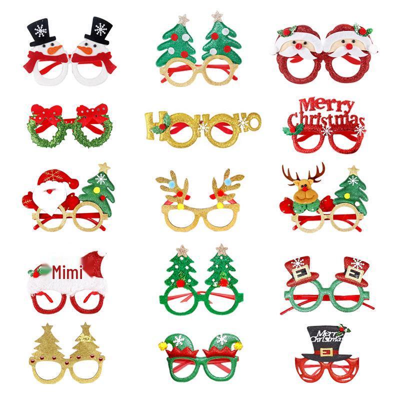 Christmas Antler Glasses & Santa Hat Set for Adults and Kids - Gift with Santa Claus Hat & Snowman Headband