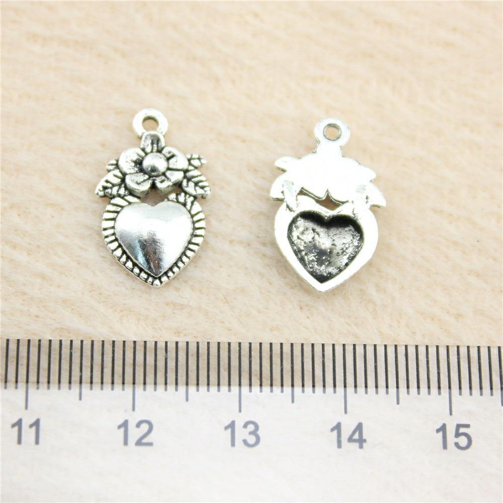 

25 шт., подвески из металла, подвески в виде цветка в форме сердца 15 мм, принадлежности для ювелирных изделий, компоненты B10901