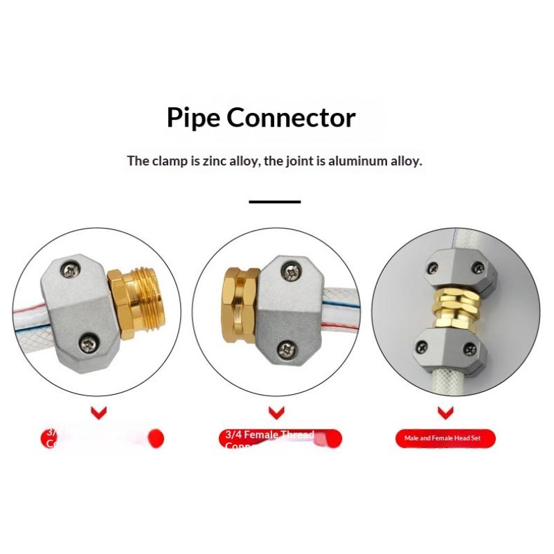 1Set Zinc Aluminum 5/8-3/4 Inch Garden Hose Connector Water Pipe Repairer Male Female Connector Set With Sealing Rings