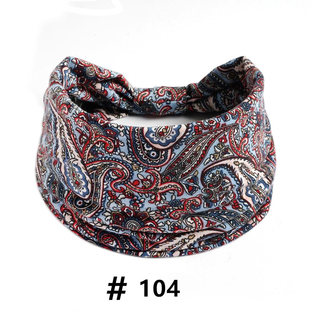 Cashew Print Headbands for Women Wide Boho Turban Headwrap Cotton Knot Elastic Hairbands Bandeau Sport Workout Hair Accessories