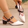 Plus Size Women's Summer Sandals: Thick Heel, Pointed Toe, Fashionable Hollow Design
