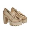 Women's Chunky Heel High Heel Shoes with Tassel Decoration - 2025 Autumn Collection in Plus Sizes