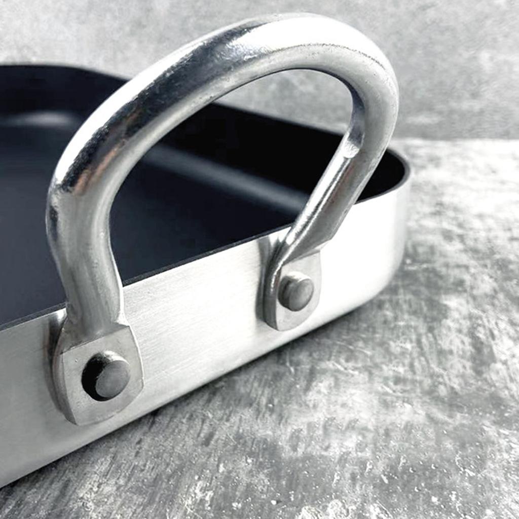 Rectangle Frying Pan Nonstick Aluminum Alloy Multifunction Flat Single Bottom Fry Pan with Handles