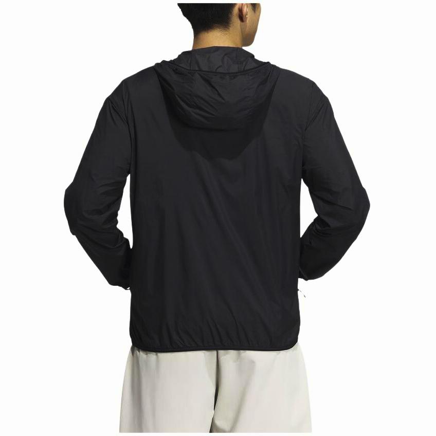 Adidas Wind-Ready Solid Water-Resistant Breathable Windbreaker With Hood Men Outerwear Black IW3911