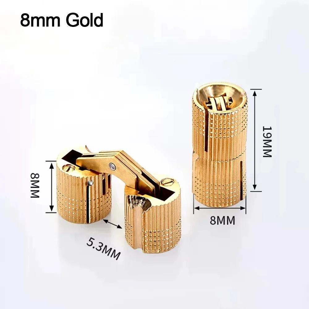 

New 8-18mm Brass Hinges Cylindrical Invisible Furniture Hinges Concealed Barrel Hinge Door
