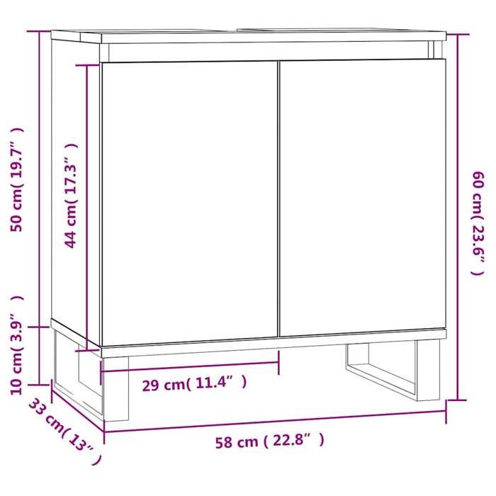 VidaXL Armoire de bain chêne marron 58x33x60 cm bois d'ingénierie 831595