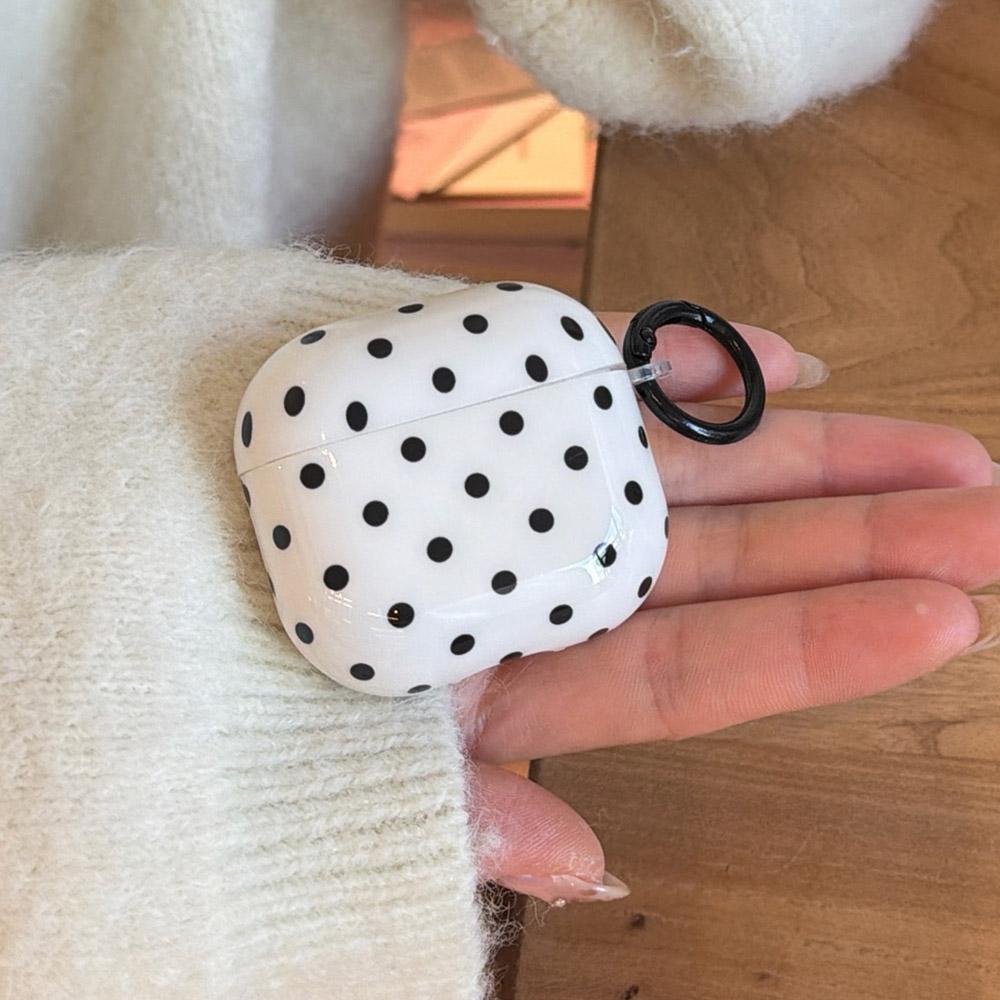 Korea Simple Cute Black Polka Dots White Silicone Earphone Case for Apple Airpods 1 2 3 4 Pro 3 2 Soft Cover With