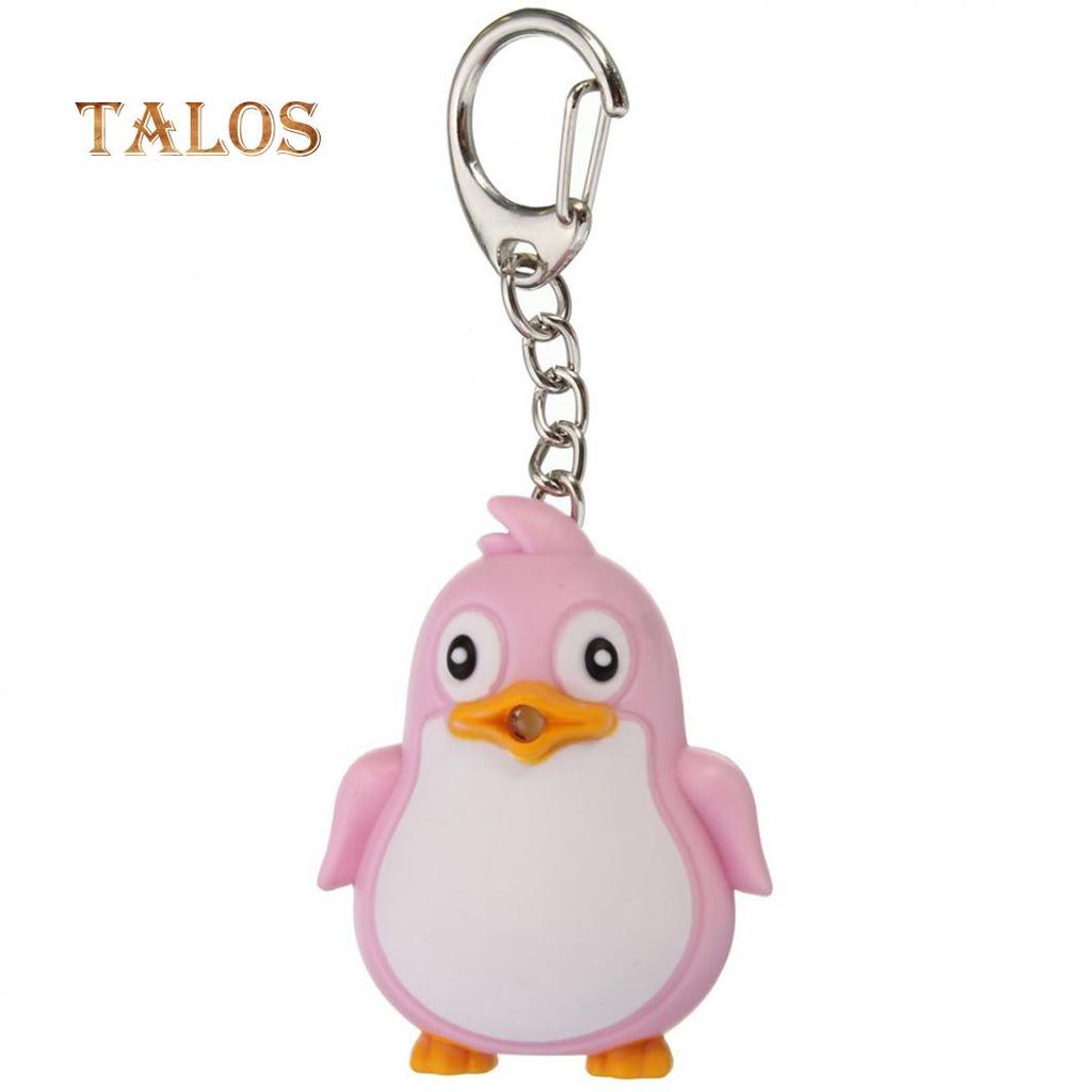 Cute Animal Penguin LED Light with Sound Key Chain Key Ring Torch Xmas Gift Suspension Trinket