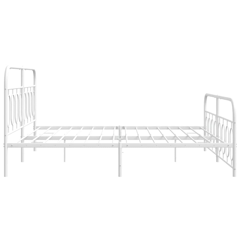 Metal Bed Frame with Headboard and Footboard White 183 x 213 cm