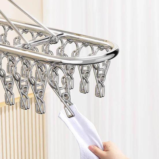 Clothes Drying Rack with Clip Strong Clamps No Rust Dryer Durable Stainless Steel Hanger for Socks And Underwear