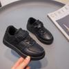 Kids Casual Sneakers Boys Girls Soft Sole Non-Slip Rubber Breathable Plain Black White