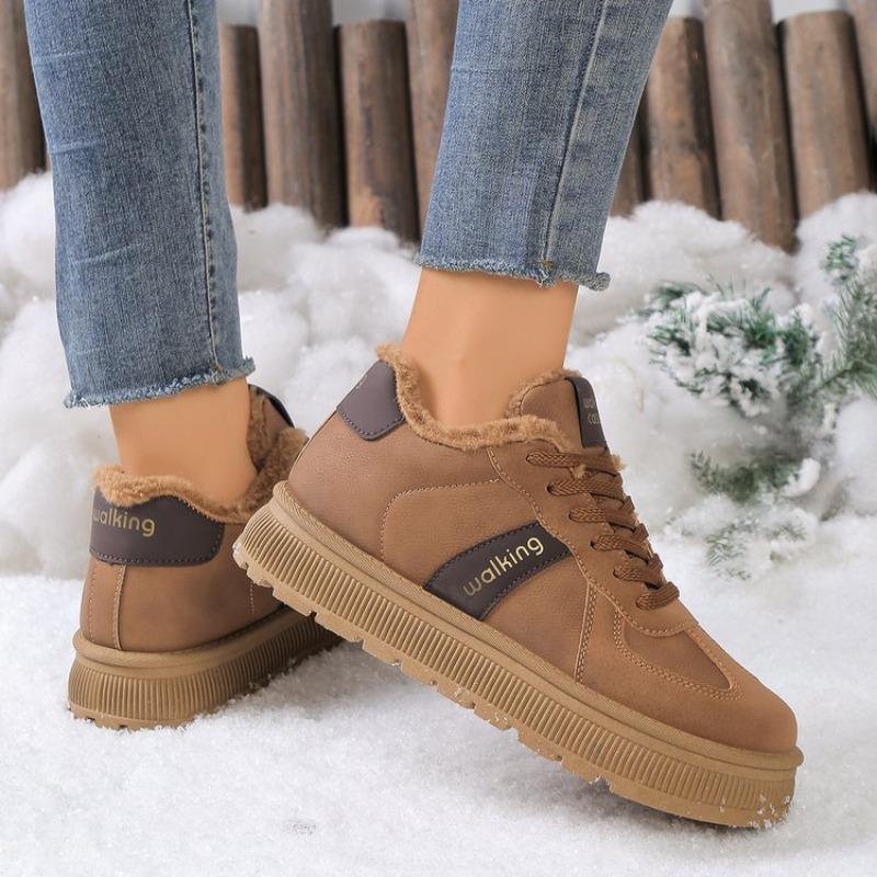 Large size casual cotton shoes for women's autumn and winter new velvet thickened flat cotton shoes for women