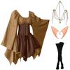 Women Fashion Long Sleeve Vintage Dress Cosplay Party Evening Night Formal Dress