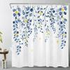 Blue Floral Shower Curtain Watercolor Flower Bath Curtain Poester Fabric Waterplyroof Bathroom Curtains With Hooks Bath Screen