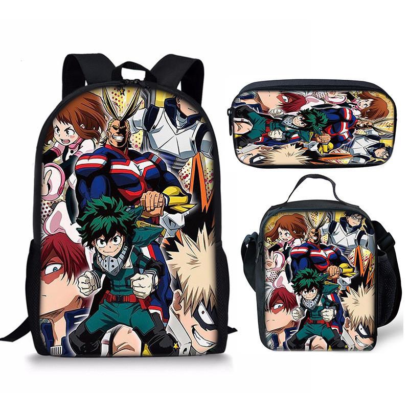 My Hero Academia Schülerrucksack mit Polyesterfutter und Anime-Cartoon-Design für Teenager