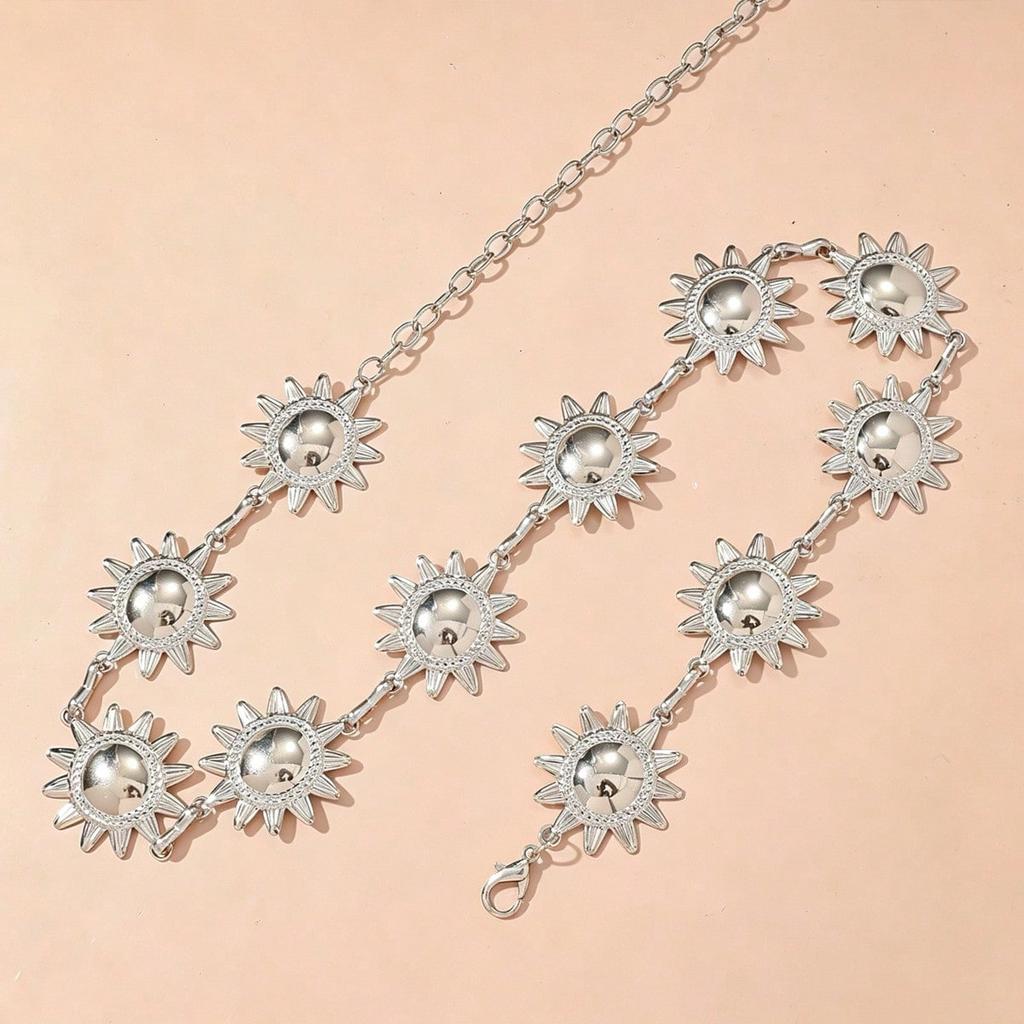 Retro Sunflower Metal Waist Chain Body Chain Lobster Buckle Adjustable Chain Navel Chain Waist Belt for Women