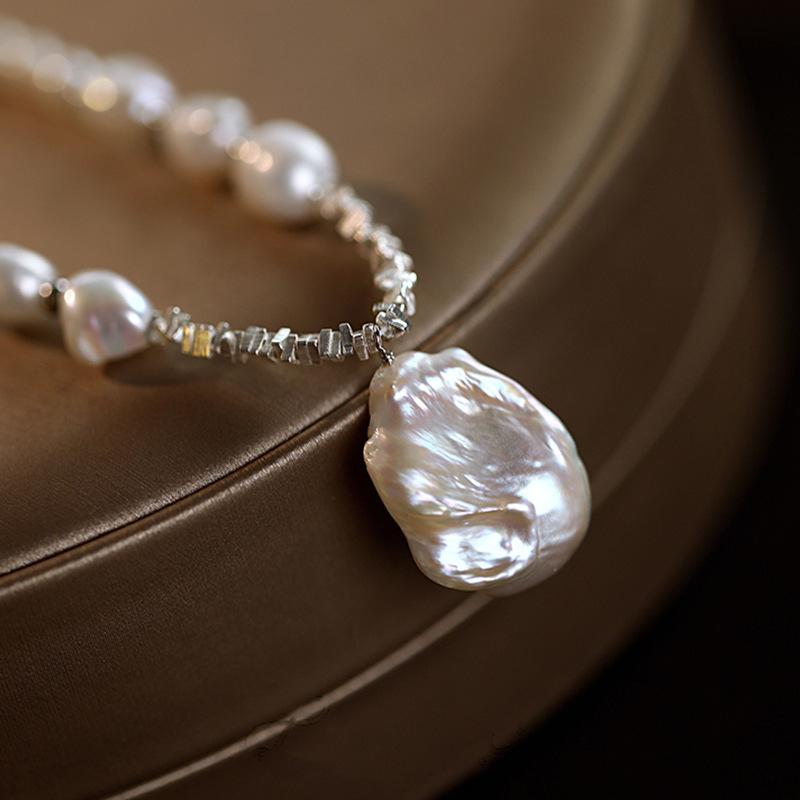 Französischer Barock Unregelmäßige Wassertropfen Perlenkette Leichter Luxus Elegant Temperament Schlüsselbeinkette Vintage Vielseitige Halskette Frauen