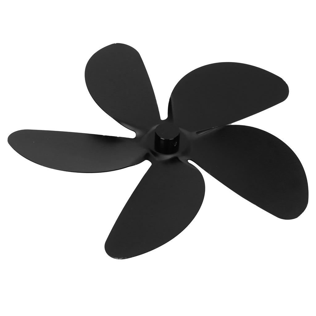 Fireplace Fan Blade Universal Aluminum Alloy 5 Blade Heat Powered Fan Accessory Black