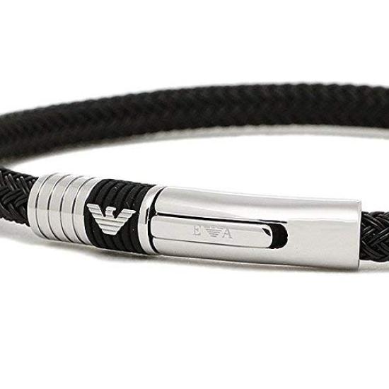 EMPORIO ARMANI Náramek EGS1624001 Logo Orel Pánský Černý/Stříbrný [Použitý]