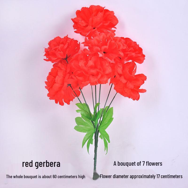 Qingming-Fest Chrysanthemenstrauß: 7-Kopf Seidenblumen Friedhofsgesteck für die Grabpflege