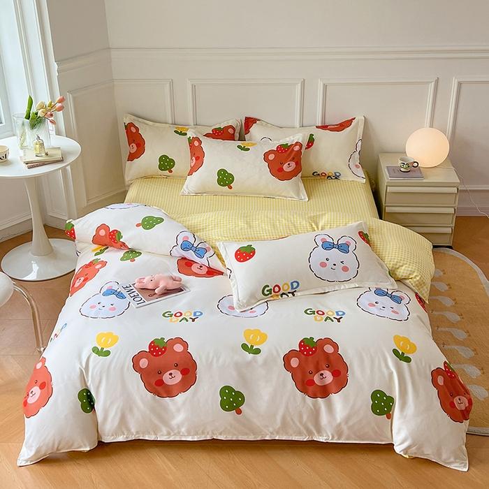 Cute Bear Duvet Cover Set Cozy Cartoon Bedding Set With Zipper Comfortable Breathable Reversible Comforter Cover For Girls Teens