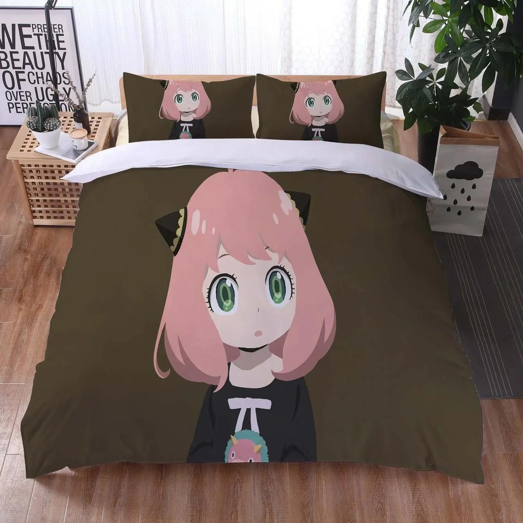 Anime Spy Family Anya Bedding Set 3D Printed Suitable For Bedroom Duvet Cover Set With Pillowcases Kids Home Textile