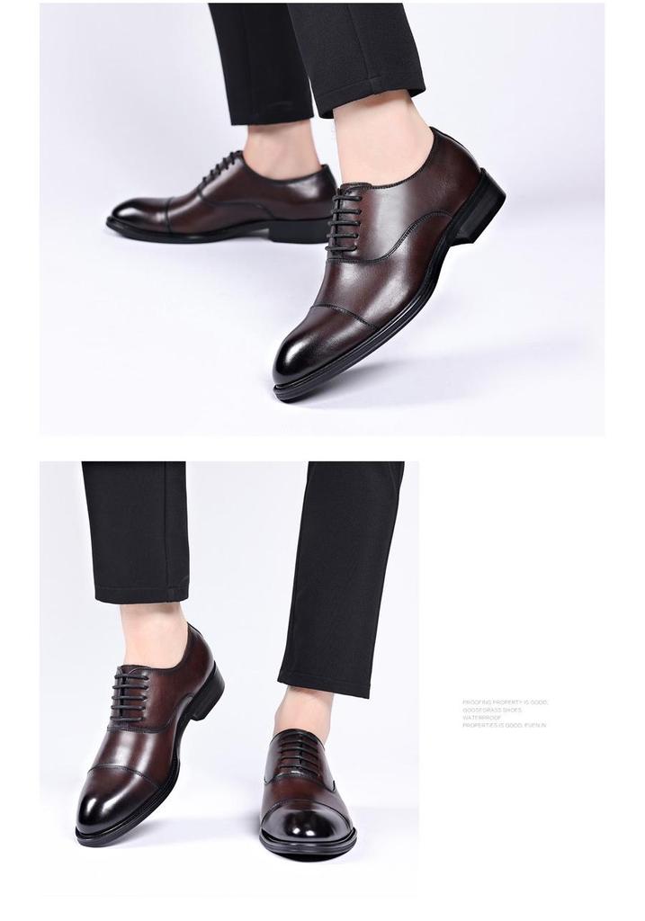 Herren Cap Toe Oxford Schuhe aus Rindsleder - Formelle Leder Business- & Hochzeitschuhe, Britischer Stil, Ganzjahres