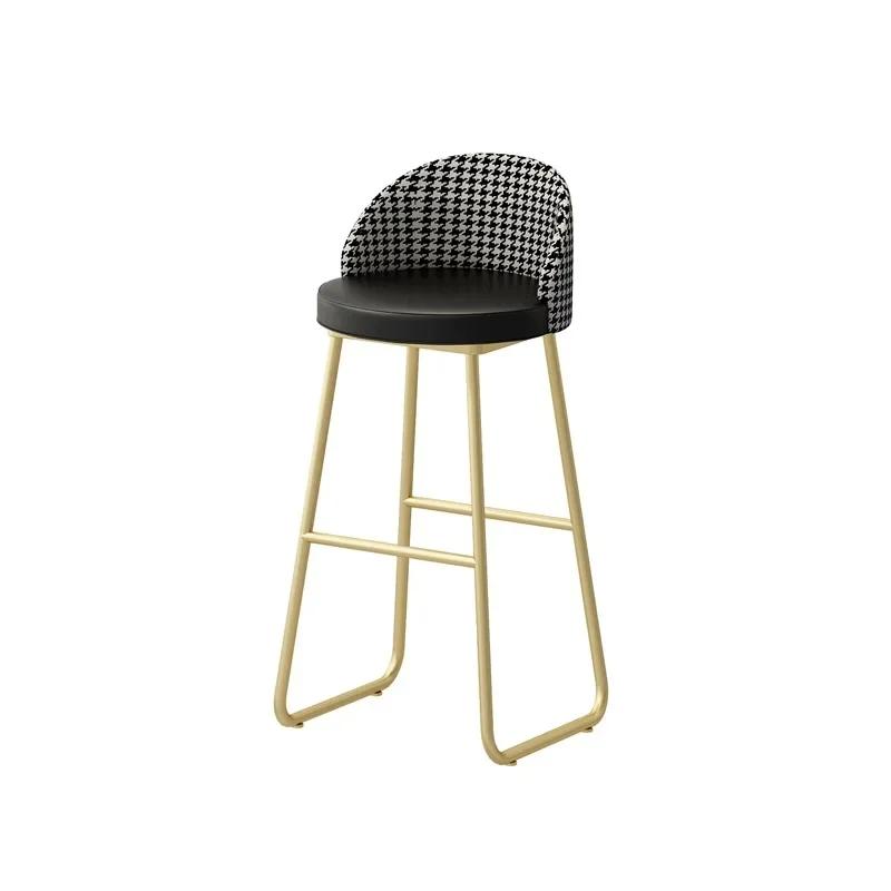 Nordic 65cm Leather Bar Stool – INS Luxury Design with Gold Legs, Backrest, Ideal for Kitchen & Home Bar